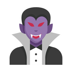 Dracula icon. Flat design. Dracula or Vampire. Halloween Dracula costume.