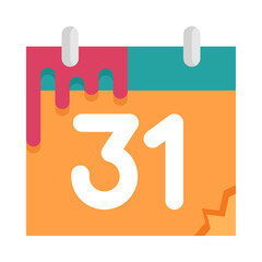 Halloween day icon. Flat design. Calendar with Halloween's day 31st October.