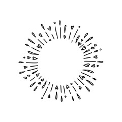 Obraz premium Frame vector doodle, hand drawn design element. Sun burst sketch illustration with hearts