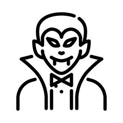 Dracula icon. Outline design. Dracula or Vampire. Halloween Dracula costume.