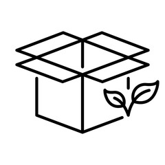 Organic Bio Box for Delivery Line Icon. Ecology Recycle Package with Leaf Linear Pictogram. Natural Eco Recycling Cardboard Pack Outline Icon. Editable Stroke. Isolated Vector Illustration