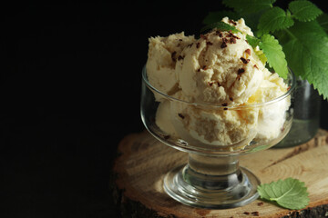 Ice cream scoops in an ice cream bowl