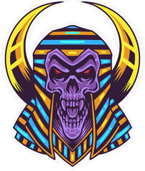 Skull pharaoh head mascot
