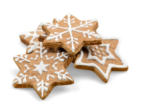 Tasty Christmas Cookies Isolated On White Background