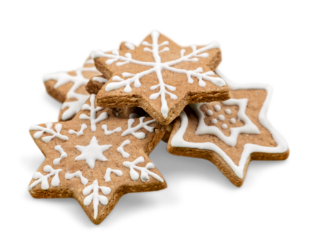 Tasty Christmas cookies isolated on white background