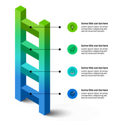 Infographic template. isometric ladder with 4 steps. Vector © kuliperko