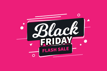 Black Friday flash sale banner, pink and black design