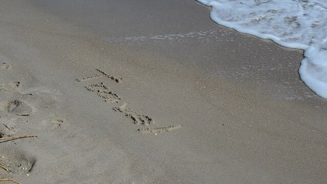 Inscription travel on sand. Inscription travel