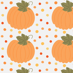Pumpkin vector seamless pattern. Orange pumpkin on white background. Vector illustration for textile, printing and surface design