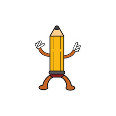 character pencil with a hand and foot illustration.