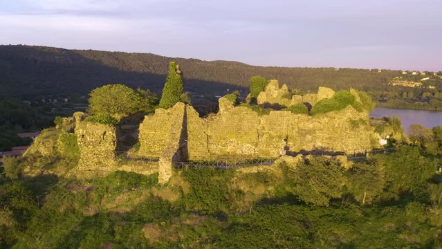 Close Up Aerial View of Orsinis Fortress in Trevignano Romano