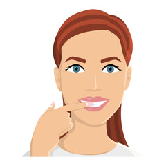 Woman applying teeth whitener, illustration