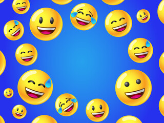 Set of colorful emojis with different emotions