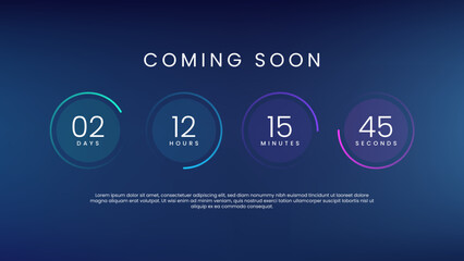 Colorful coming soon countdown timer for website - obrazy, fototapety, plakaty