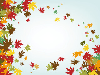 Une carte, un carton d'invitation, thème automnal et feuilles d'automnes colorées