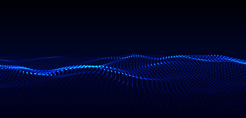 Vector digital technology wave. Dark cyberspace with motion dots and lines. Futuristic digital background. Big data analytics.