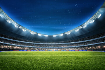 Soccer stadium field, soccer background - obrazy, fototapety, plakaty