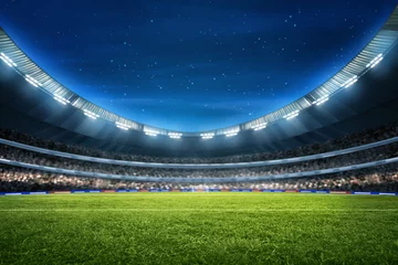Poster Stadion Soccer stadium field, soccer background  © fotokitas