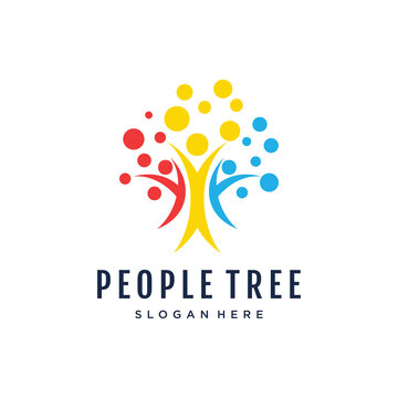 Human tree creative logo design concept template