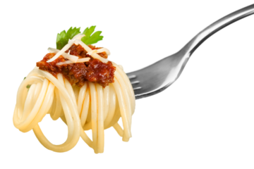 Fork with just spaghetti around it on backgrouund