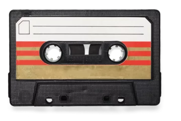 Fotobehang Muziekwinkel Cassetteband op wit wordt geïsoleerd