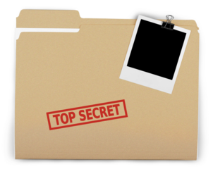 Folder  with the words Top Secret stamped on it, Isolated on a white background.