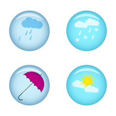 button icon autumn weather, rain, snow, cloudy and umbrella