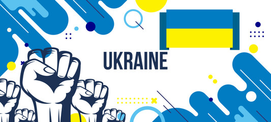 Ukraine national day vector, Ukrainian flag, geometric shapes in national colors
