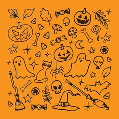 Halloween illustration on yellow background
