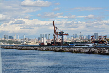 Istanbul, waterview, skyline, sky and clouds