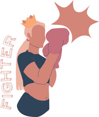 Blonde woman boxing. Fighter female archetype.