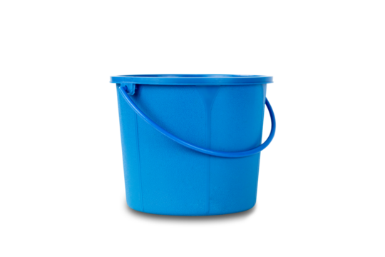 Single blue bucket isolated on a white background with clipping path.