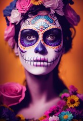 Day of the Dead, Sugar Skull, Woman, Made by AI, Artificial Intelligence