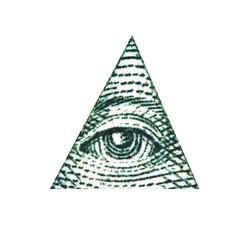 Eye of providence with one dollar bill isolated