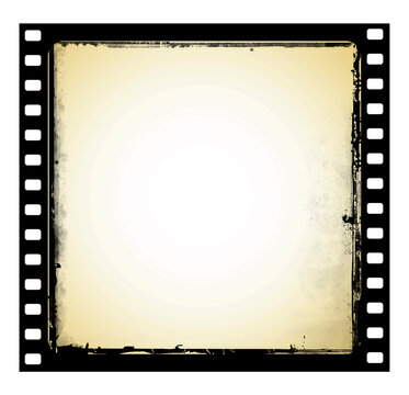 Film frame in grunge style on transparent background