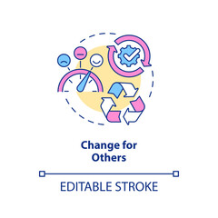 Change for others concept icon. Brand longevity improving. Customer need abstract idea thin line illustration. Isolated outline drawing. Editable stroke. Arial, Myriad Pro-Bold fonts used