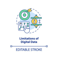Limitations of digital data concept icon. Way to sustain your brand abstract idea thin line illustration. Isolated outline drawing. Editable stroke. Arial, Myriad Pro-Bold fonts used