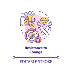 Resistance to change concept icon. Absent flexibility. Brand longevity challenge abstract idea thin line illustration. Isolated outline drawing. Editable stroke. Arial, Myriad Pro-Bold fonts used