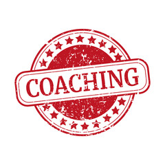 Coaching red round grungy vintage rubber stamp