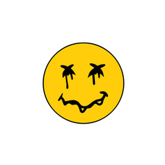 Acid smile face. Psychedelic symbol of rave and techno. Funny sticker
