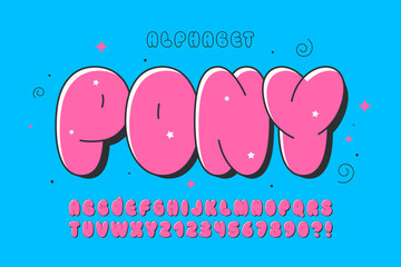 Trendy Bubble comical alphabet design, colorful, typeface. © Aleksandr