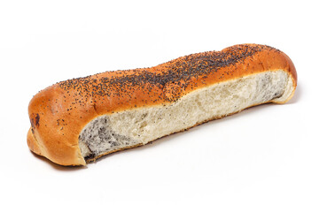 poppy seed roll on white background