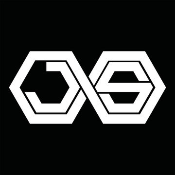 JS Logo monogram with hexagon template