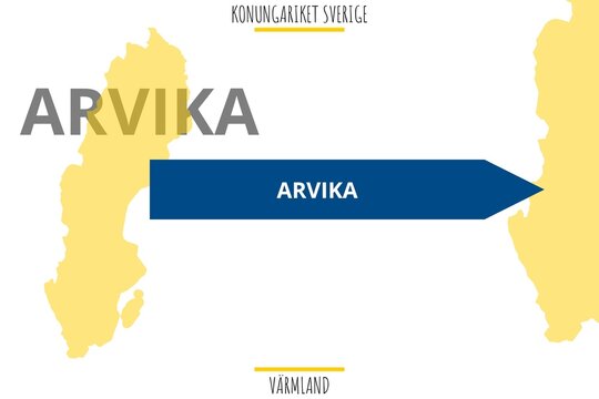 Arvika: Illustration mit dem Namen der schwedischen Stadt Arvika in der Provinz Värmland
