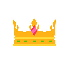 Crown of king icon. Queen golden tiara. Medieval attribute of monarch. Symbol of success and victory, awards.