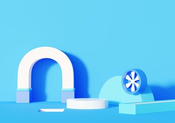 3d render abstract display podium platform for  product presentation and advertising. Minimal scene backdrop with clean design. Vacant pedestal for mock up. Empty stage with pastel color for cosmetic.