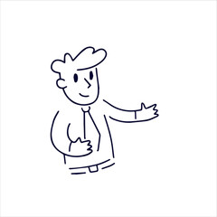 Male character. Abstract linear guy. Outline cartoon illustration. Simple person