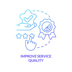 Improve service quality blue gradient concept icon. Ambient scenting marketing bonus abstract idea thin line illustration. Feedback from customer. Isolated outline drawing. Myriad Pro-Bold font used