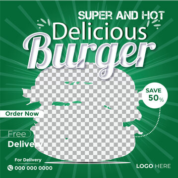 Special Burger For Restaurant Social Media Post Design Template