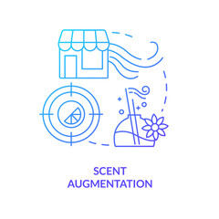 Scent augmentation blue gradient concept icon. Smell sensory marketing in retail abstract idea thin line illustration. Fragrance in store. Isolated outline drawing. Myriad Pro-Bold font used